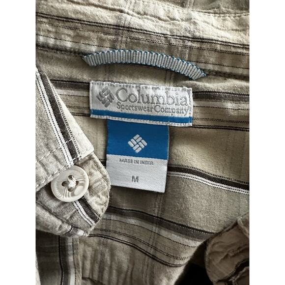 Columbia Men's Tan Plaid Cotton Button-Down Shirt Medium - Picture 5 of 6